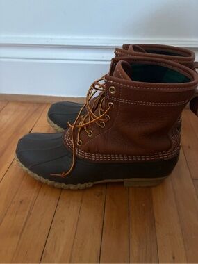 L.L. Bean Brown Leather and Black Rubber Duck Boots
